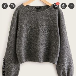 Lantern sleeve marled sweater